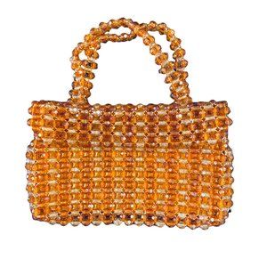 Vintage Orange Beaded Handbag